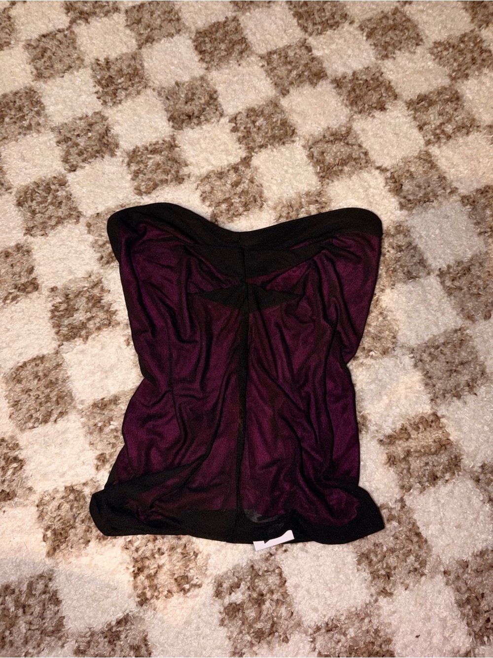 I.AM.GIA Strapless Pink Top With Black Mesh Overlay